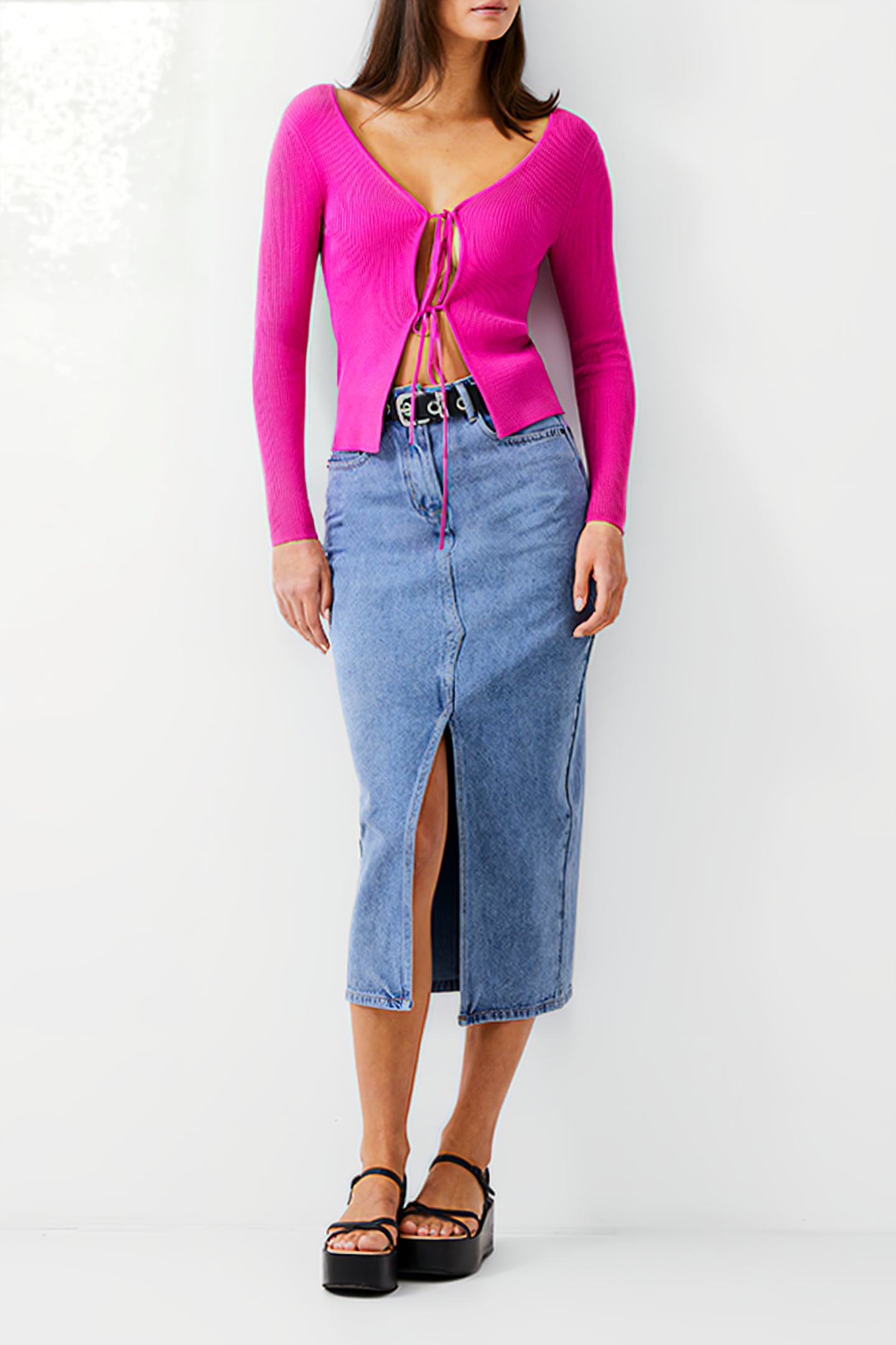 DOUBLE TIE RIB CARDIGAN WILD ROSA 2