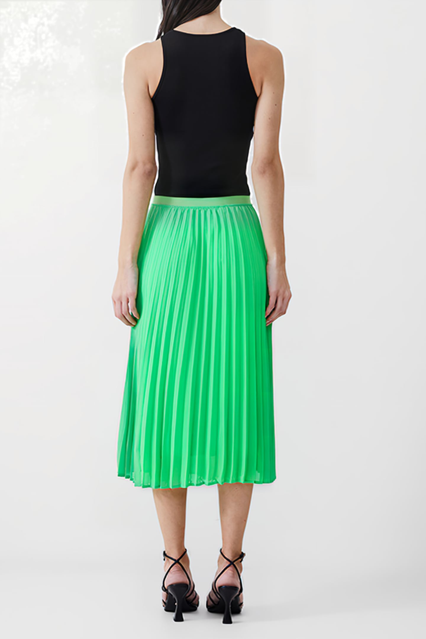 PLEAT GEORGETTE MIDI SKIRT POISE GREEN 2