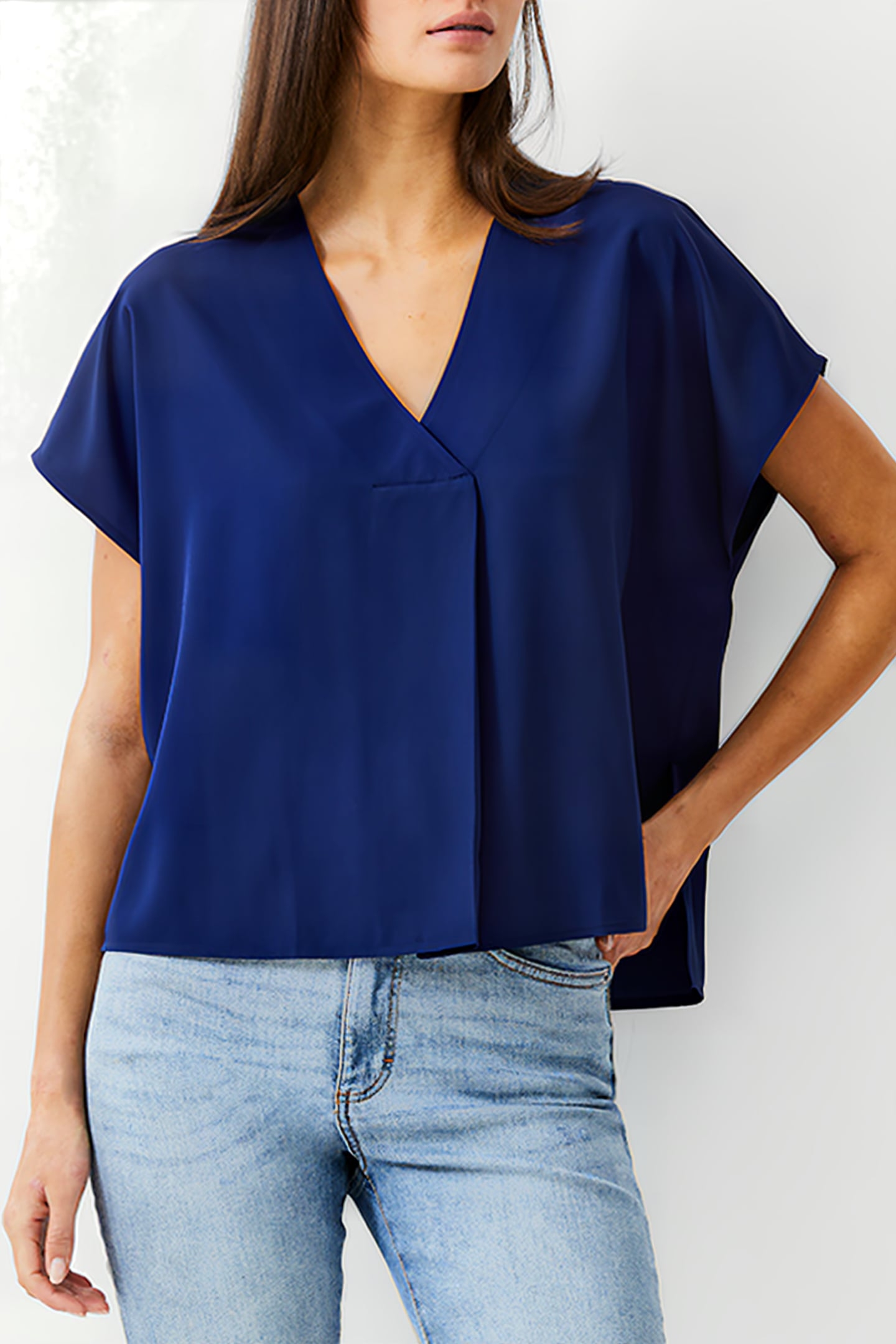 VEE BOXY CREPE LIGHT TOP DK NAVY 1
