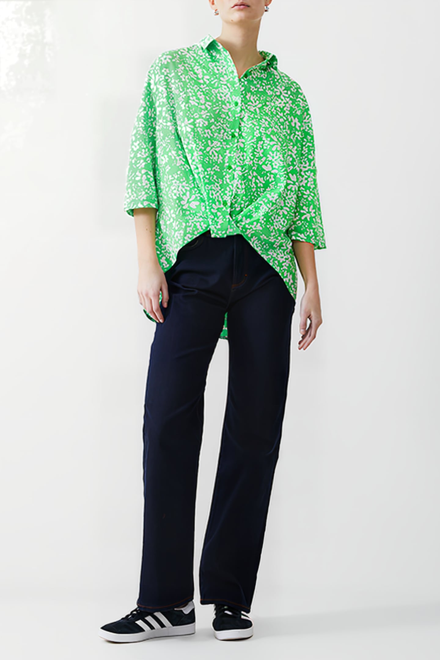 FLORALE TWIST CREPE LIGHT TOP POISE GREEN/WHITE 2