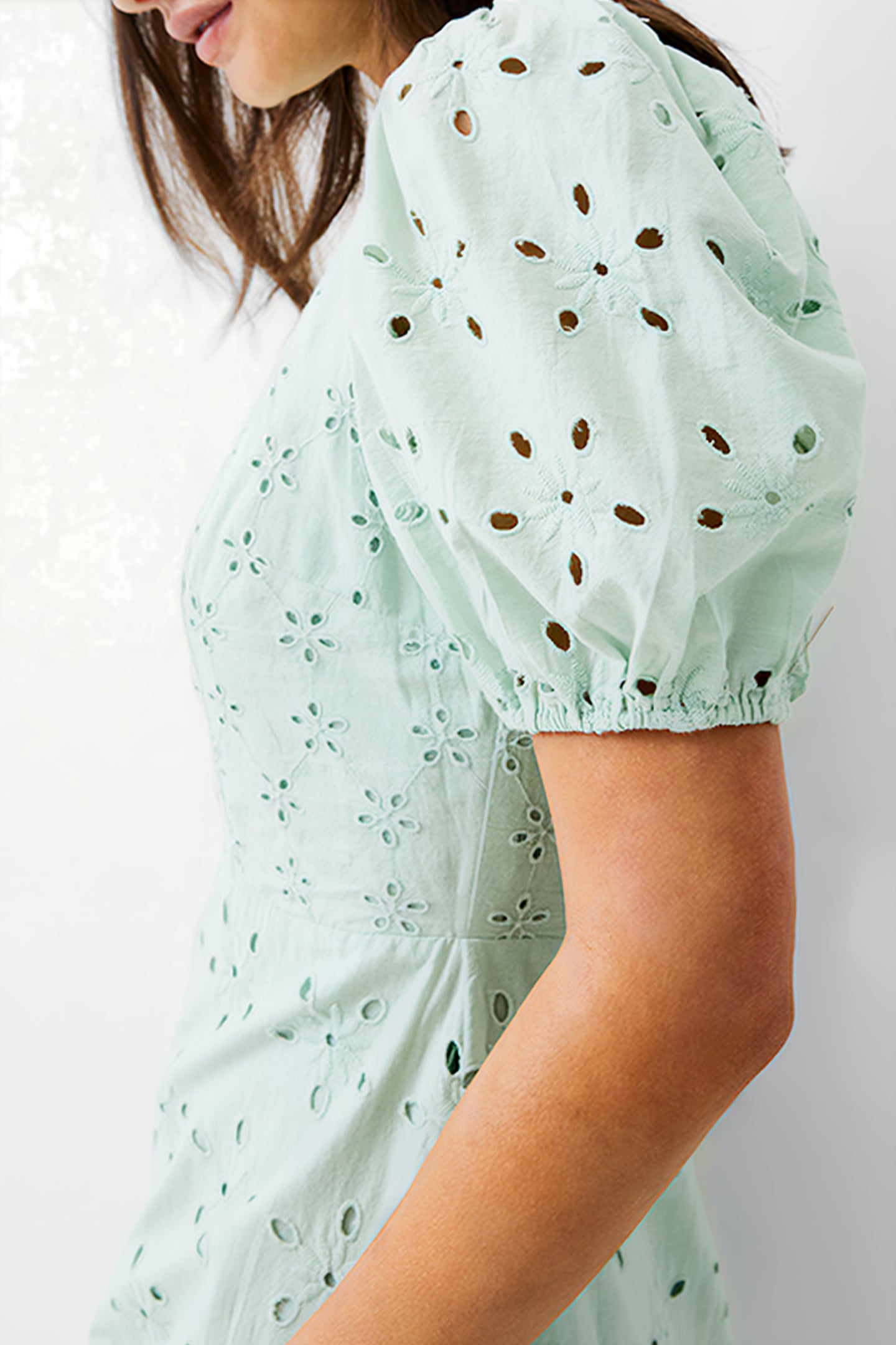 BRODERIE TIERED DRESS L MINT 4