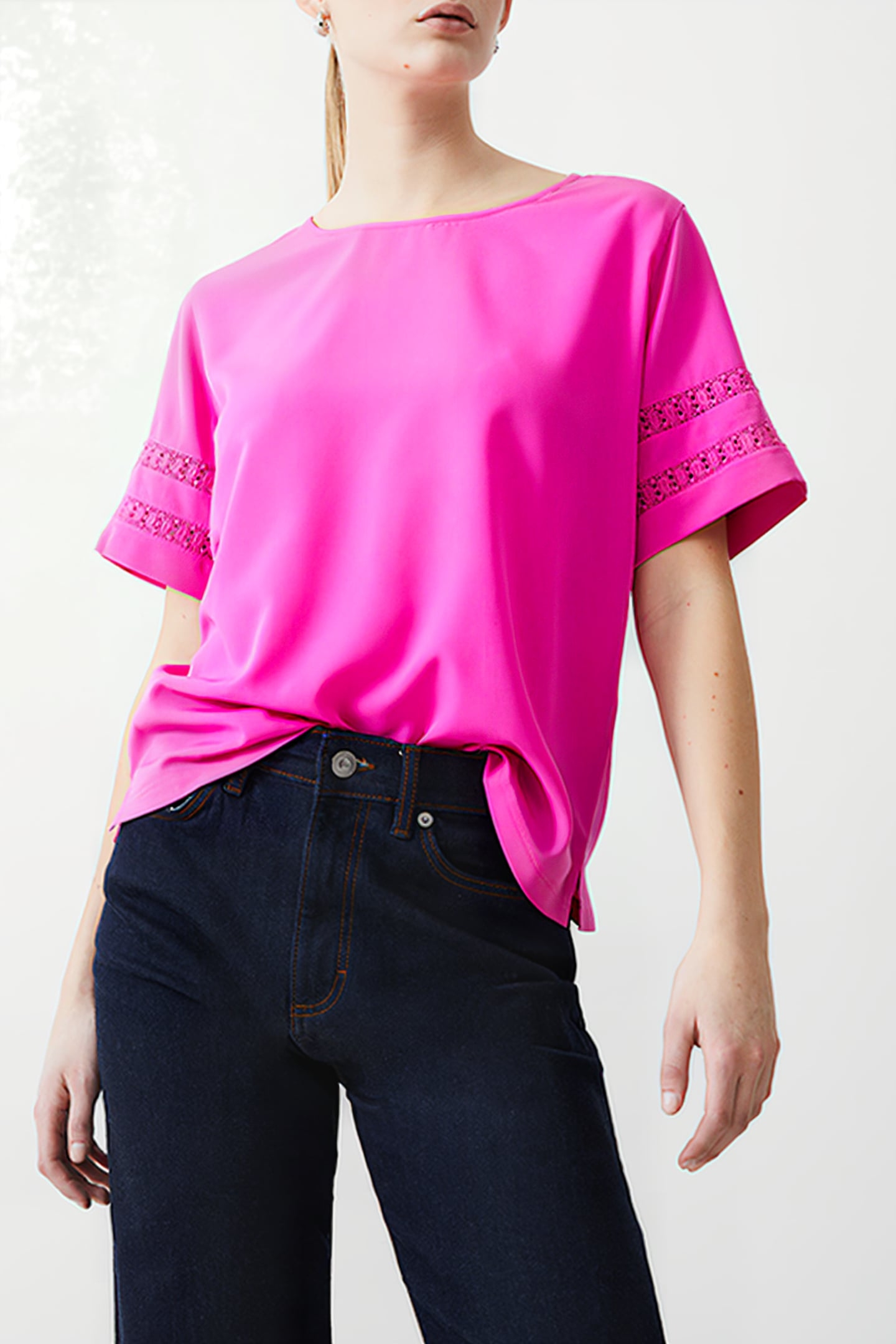 CROCHET TRIM CREPE LIGHT TOP WILD ROSA 1