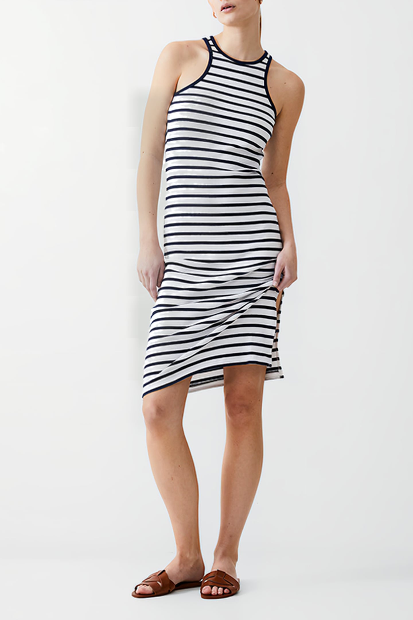 RIB RACER DRESS MIDI DK NAVY/WHITE 1