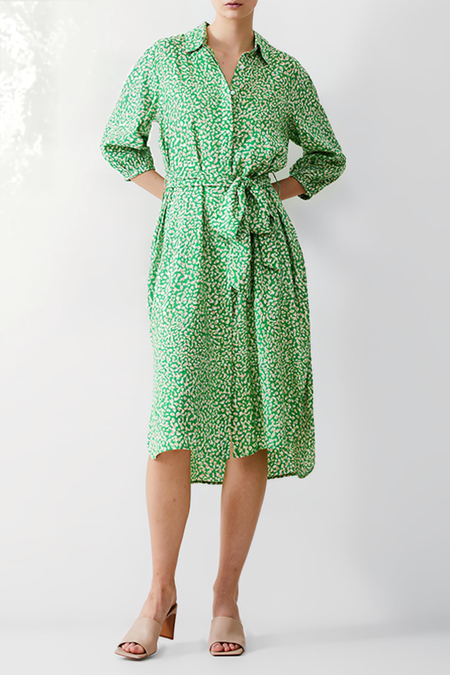 CADIE BTN THRU SHRT DRESS MIDI POISE GREEN 1