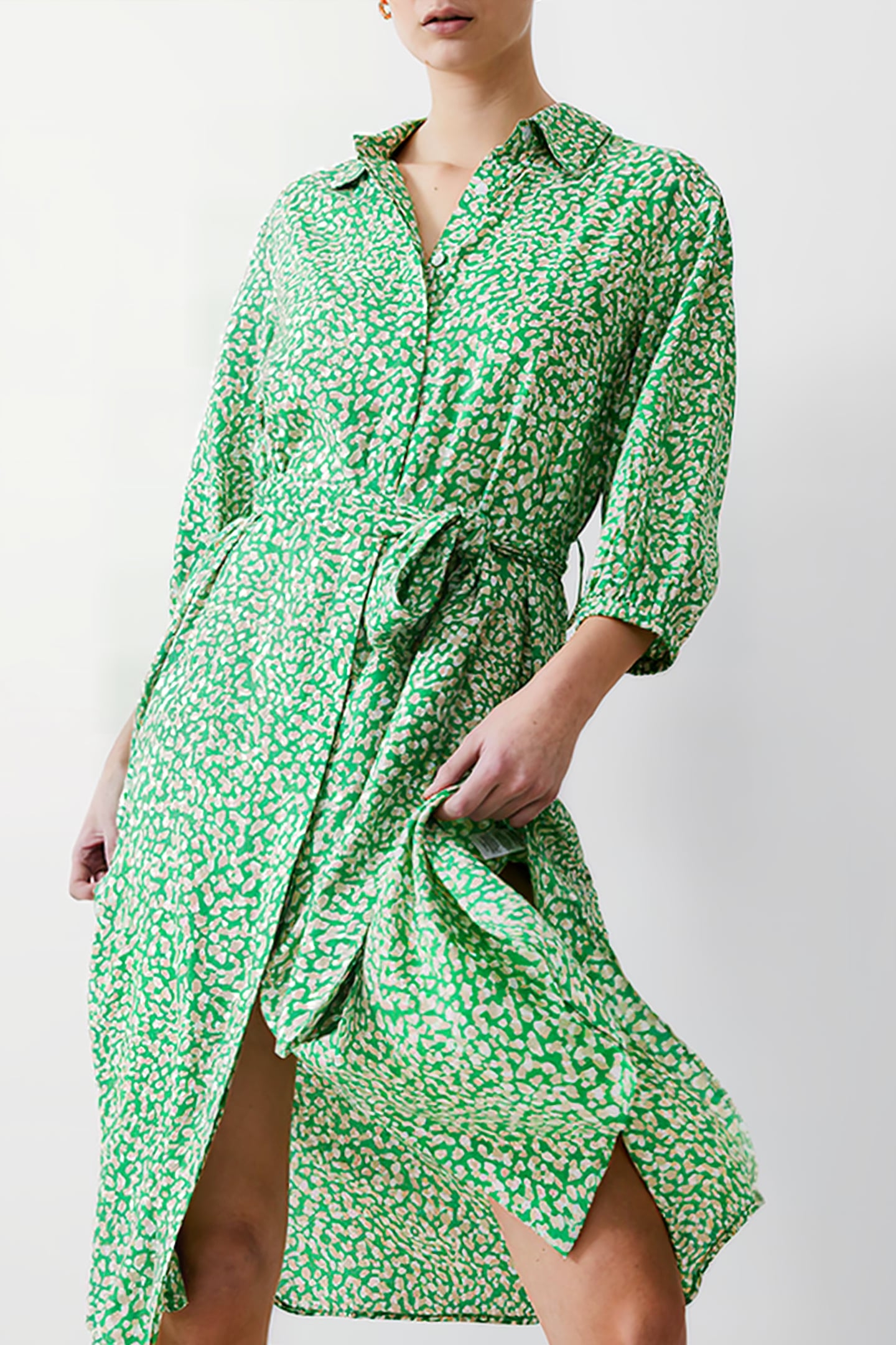 CADIE BTN THRU SHRT DRESS MIDI POISE GREEN 3