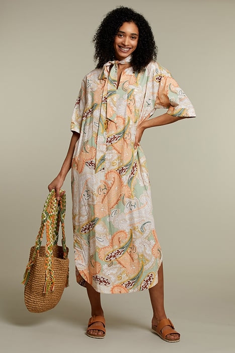 PASTEL PAISLEY STRAIGHT BELTED DRESS 3