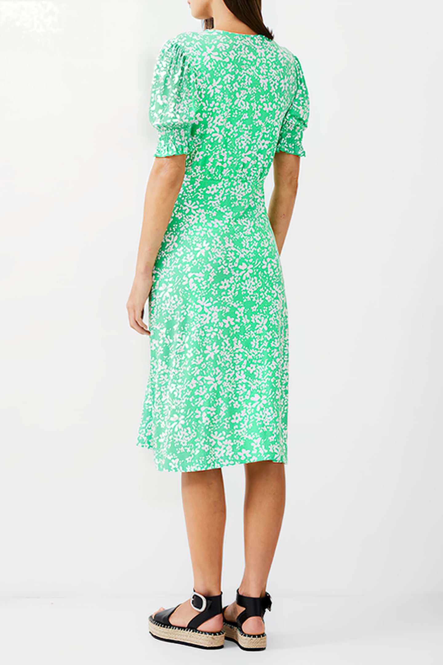 FLORALE BUTTON-THRU DRESS MIDI POISE GREEN/WHITE 2