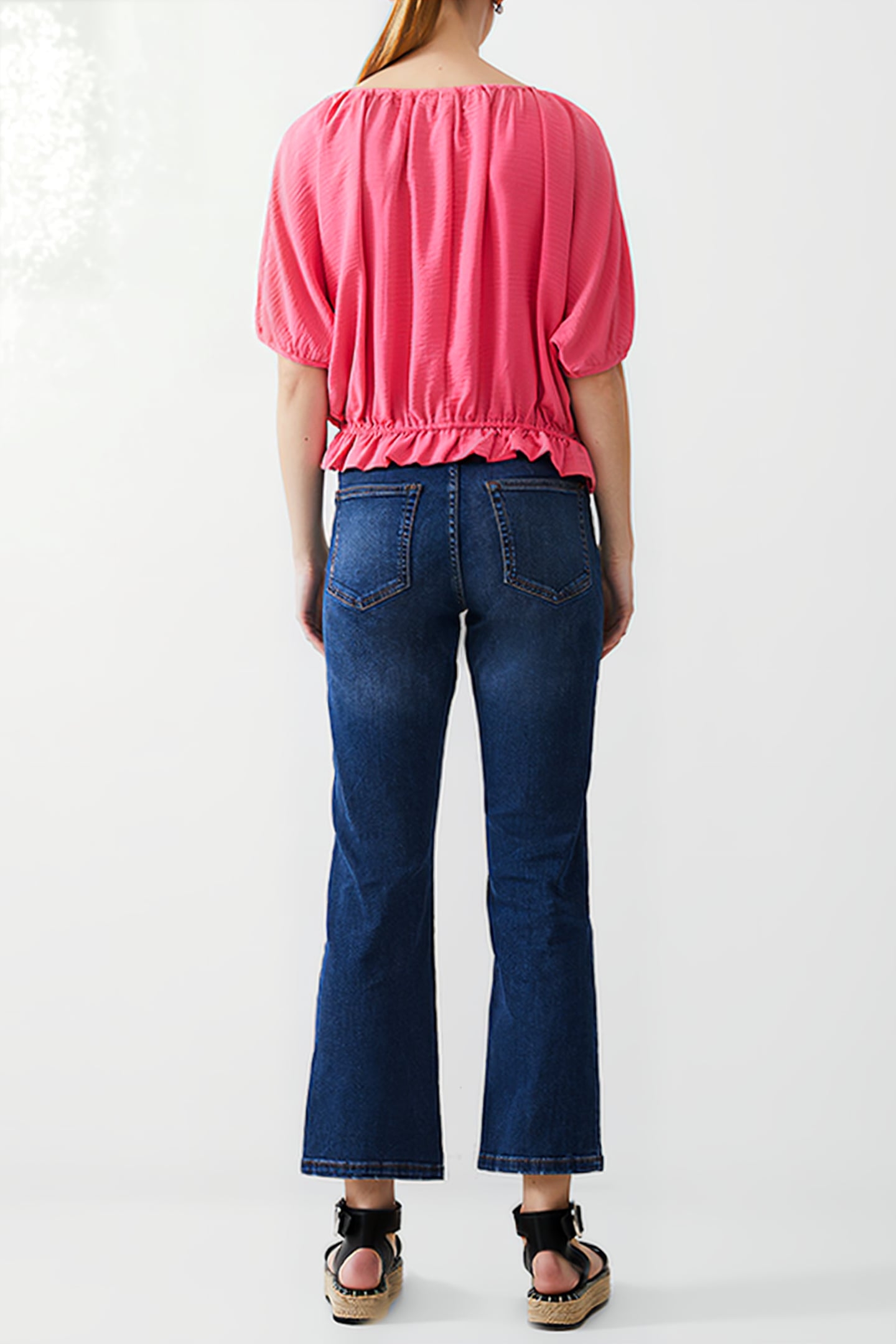 BUTTON CRINKLE PEASANT TOP CAMELLIA 3