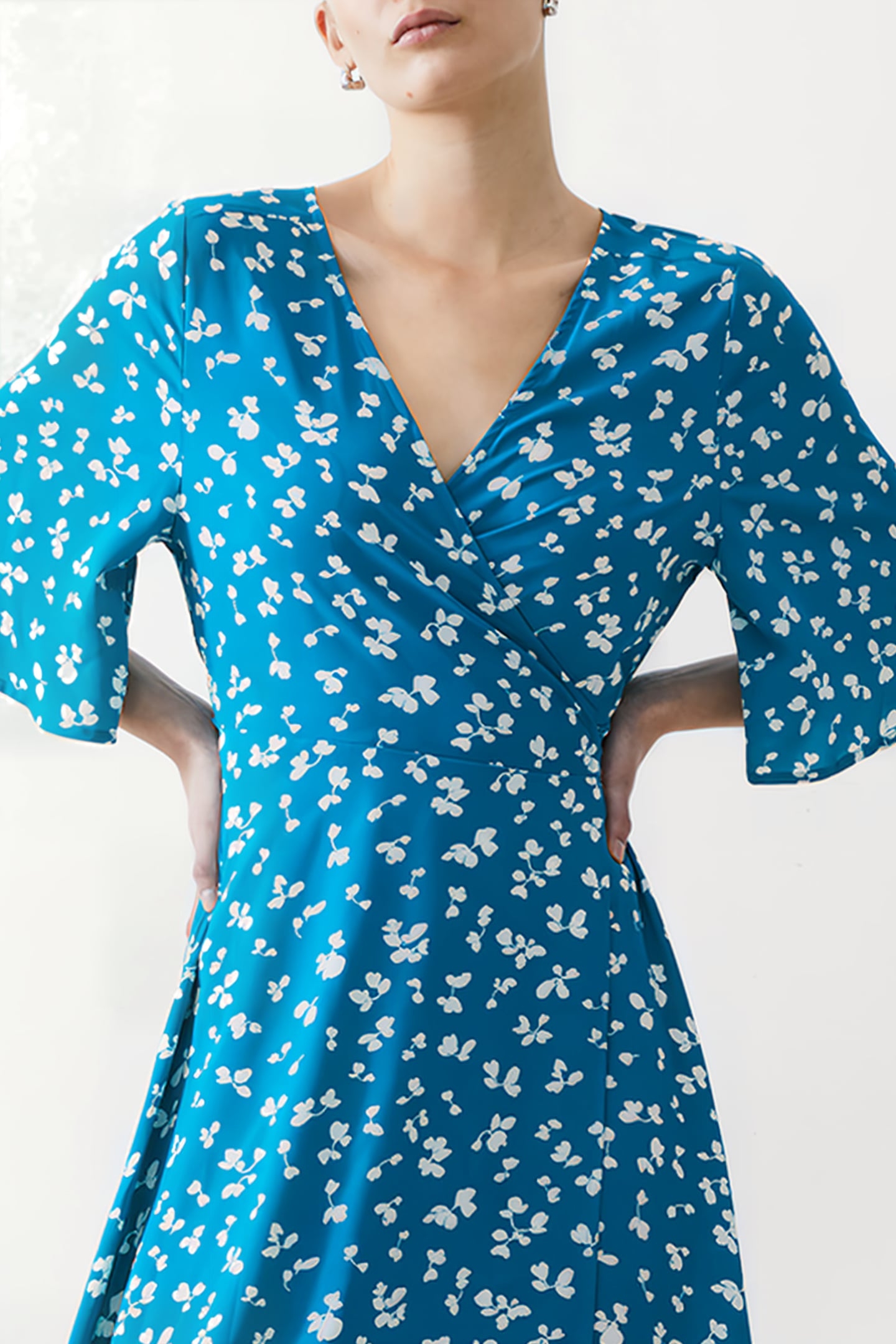 BONITA WRAP ANGEL DRESS LONG PEACOCK/WHITE 3