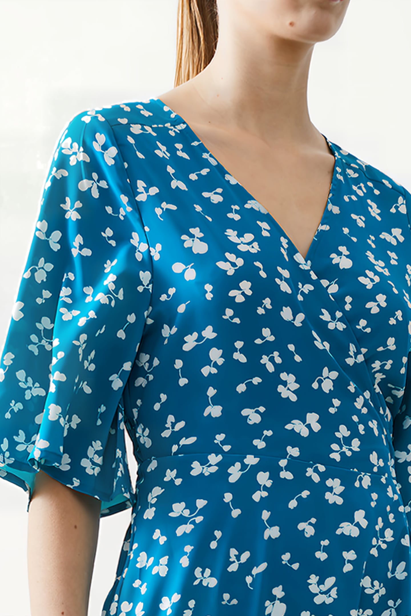 BONITA WRAP ANGEL DRESS LONG PEACOCK/WHITE 4