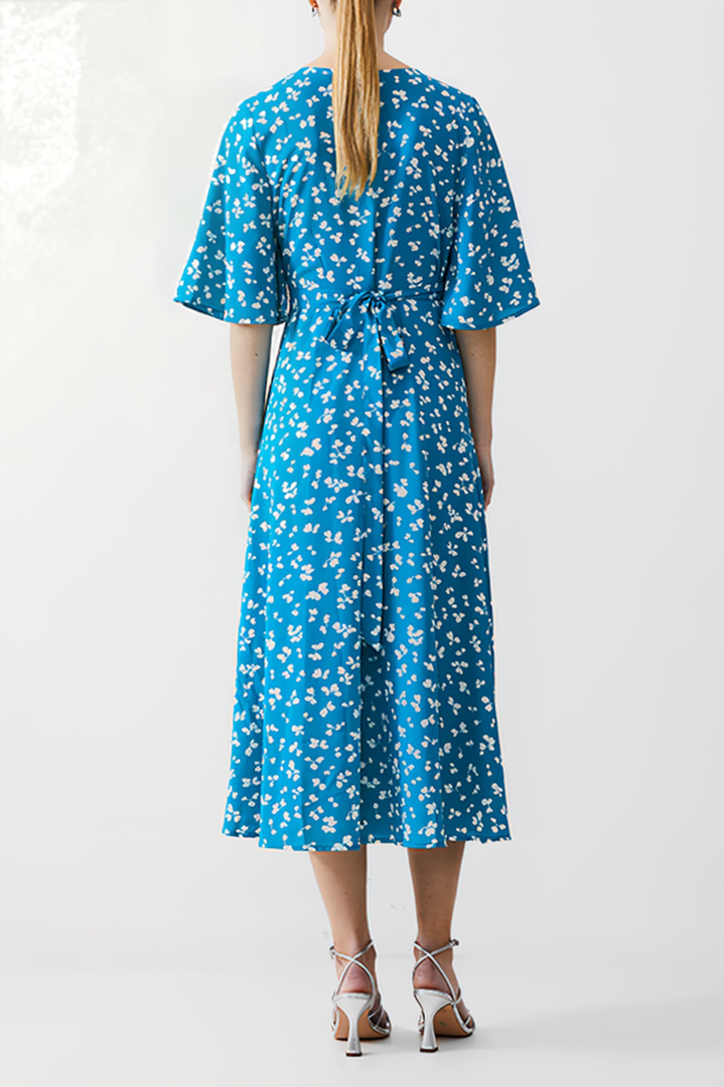 BONITA WRAP ANGEL DRESS LONG PEACOCK/WHITE 2