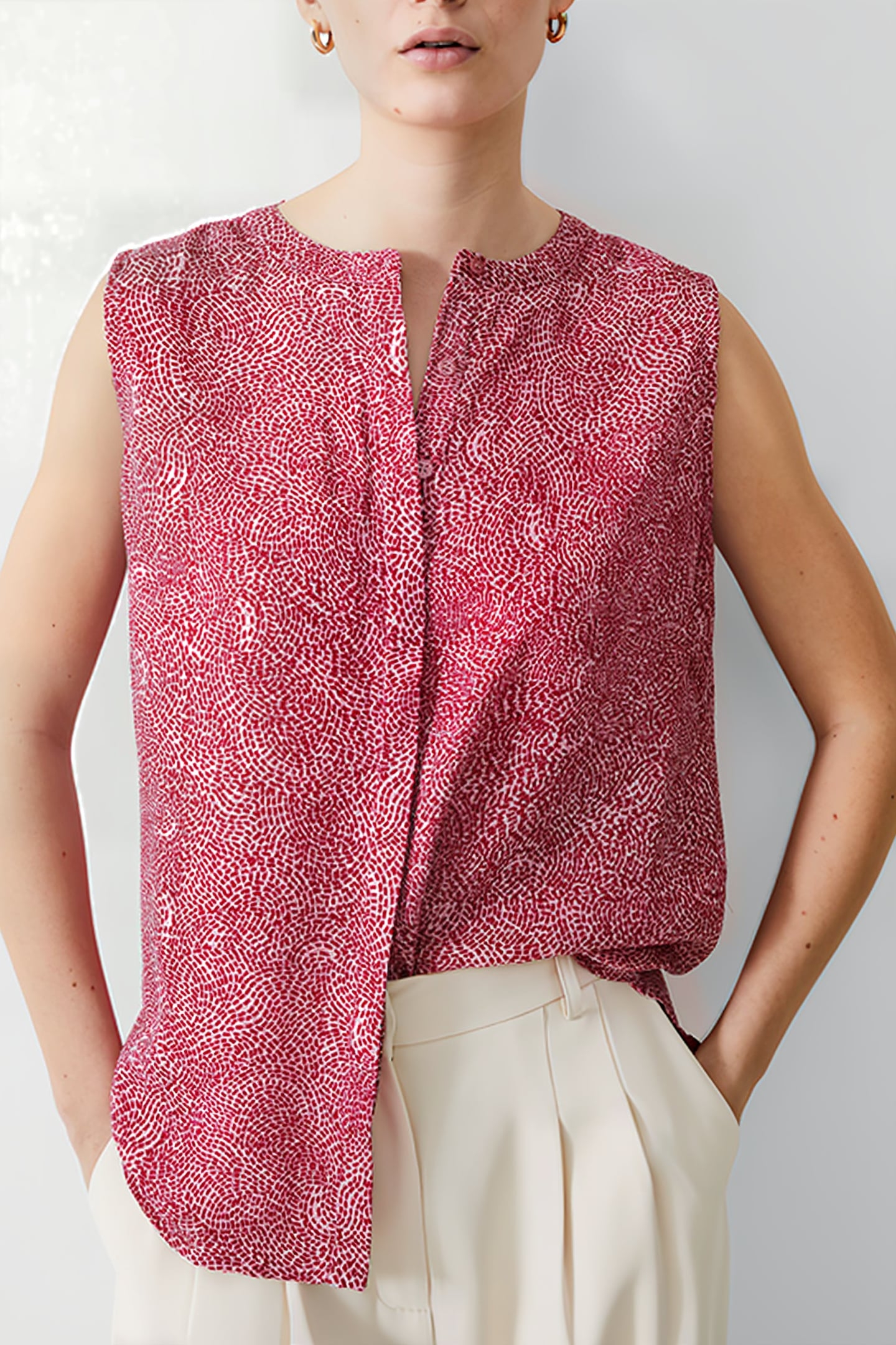 BERNICE SLVLESS HENLEY TANK SEA PINK 1