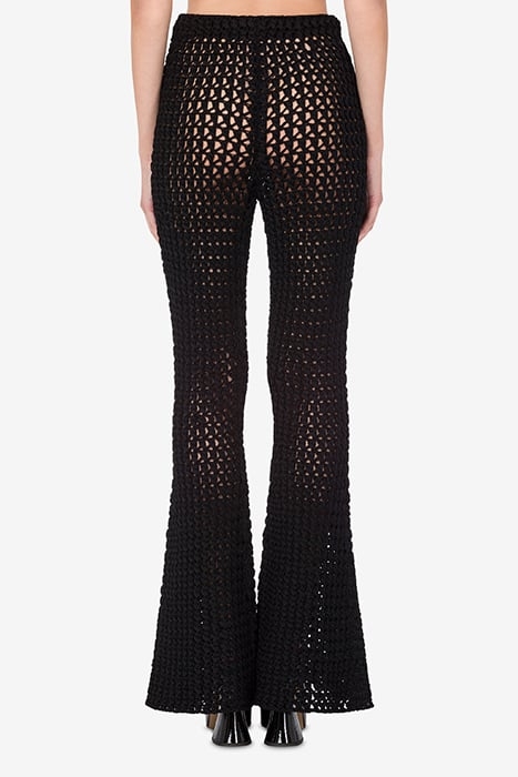 CROCHET EFFECT COTTON RIBBON TROUSERS BLACK 2