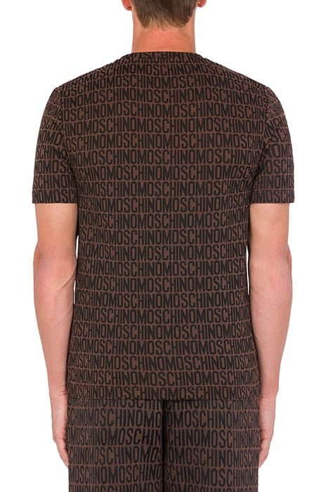 ALLOVER LOGO JACQUARD JERSEY T-SHIRT BROWN 2