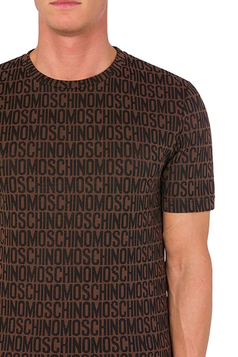 ALLOVER LOGO JACQUARD JERSEY T-SHIRT BROWN 4