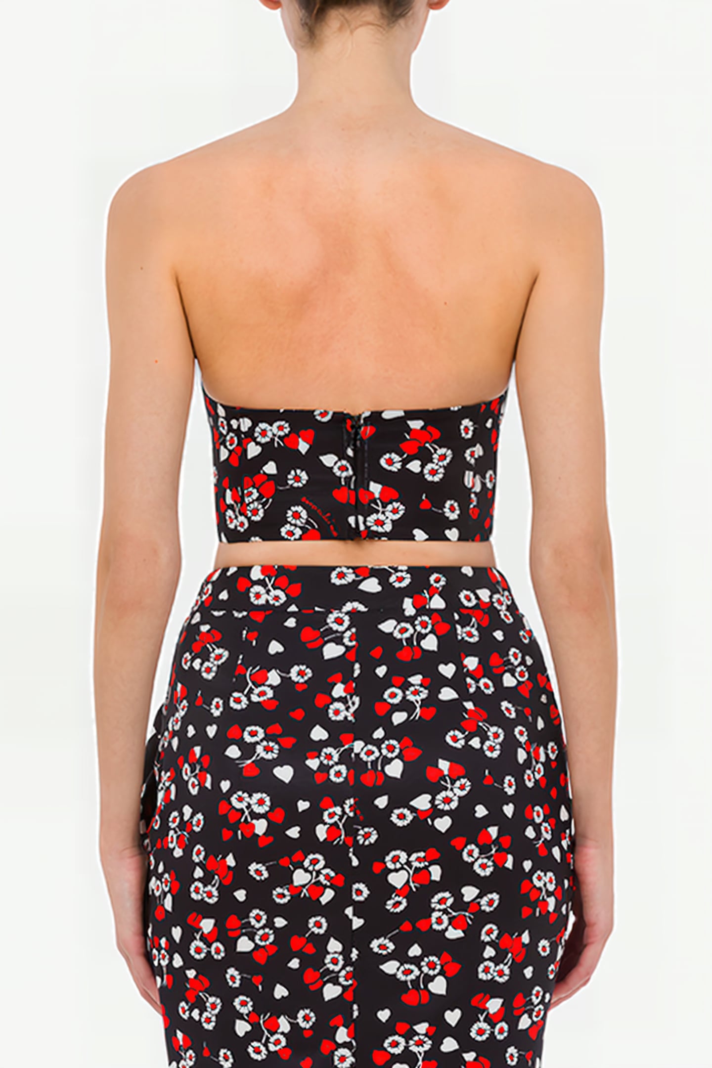 ALLOVER HEARTS OTTOMAN CROP TOP BLACK 2