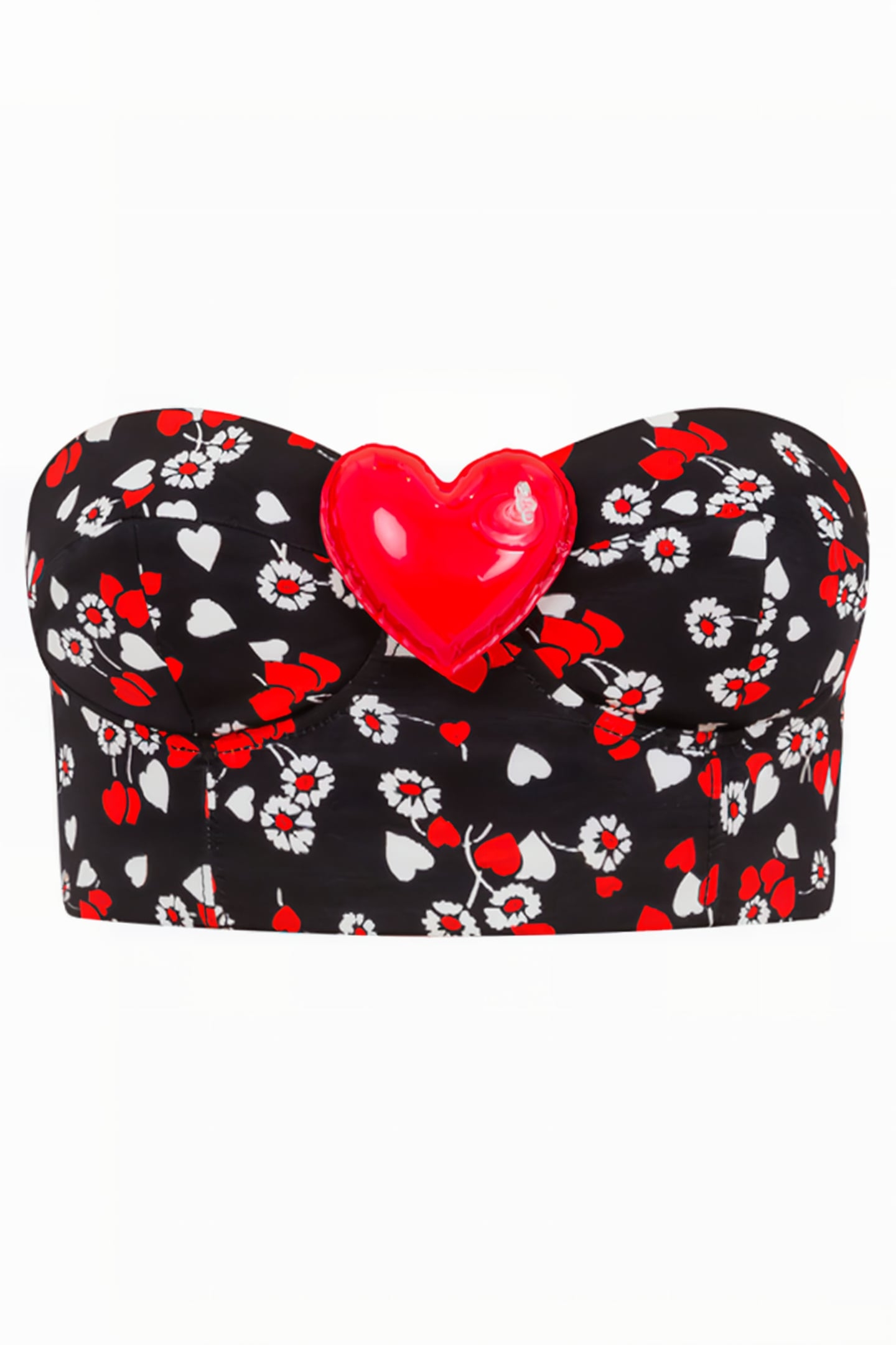 ALLOVER HEARTS OTTOMAN CROP TOP BLACK 3