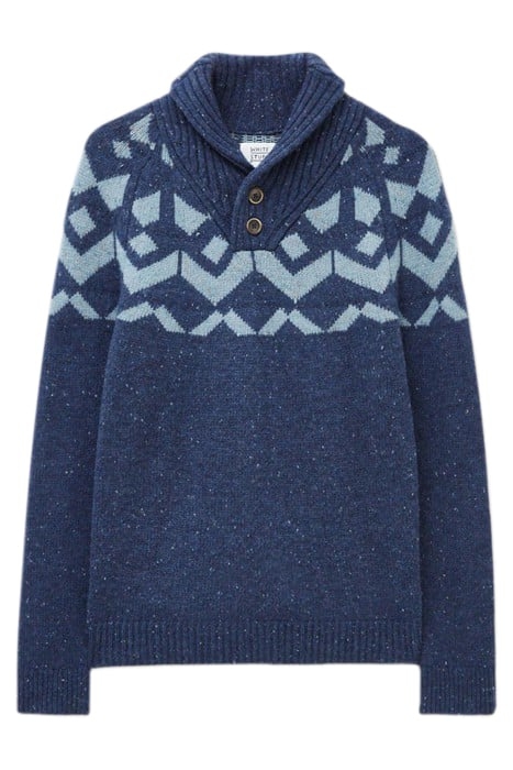 ARUNDEL GEO FAIRISLE SHAWL NAVY 3