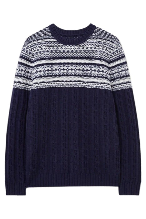 CABLE FAIRISLE CREW DARK NAVY 4