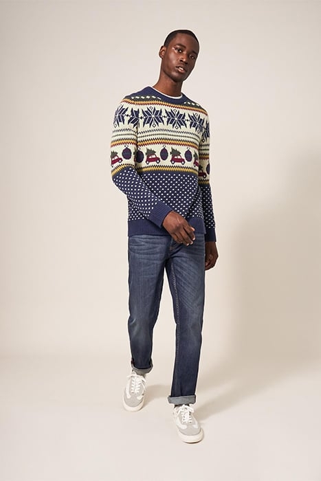 NOVELTY FAIRISLE CREW NAVY 3