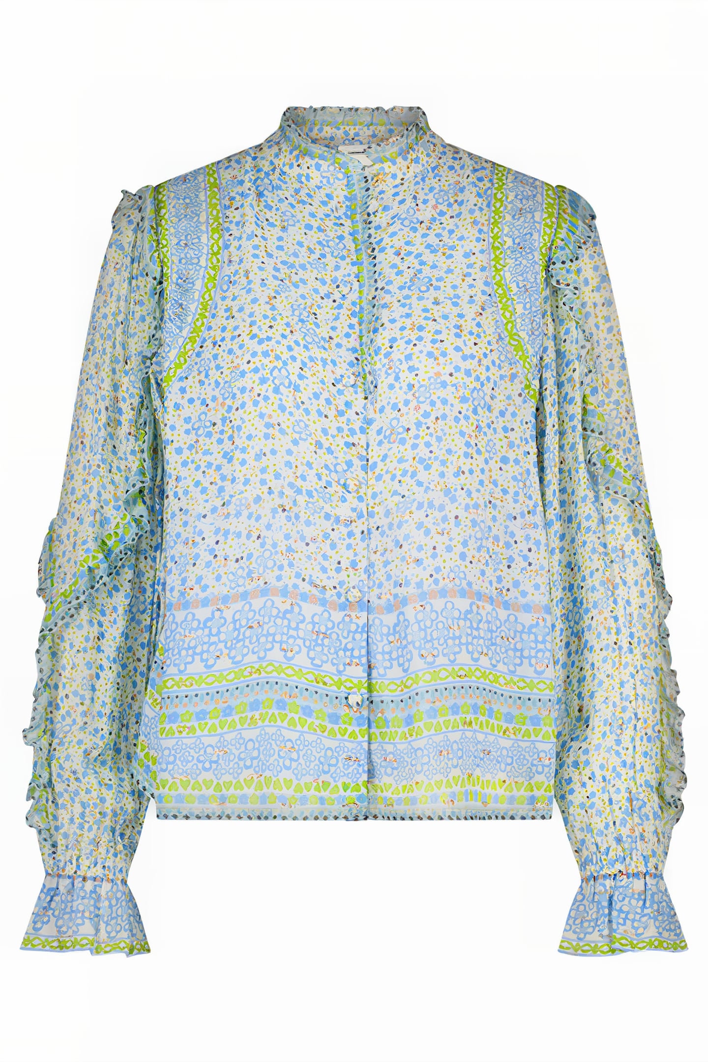 ETJE BLOUSE CREAM WHITE/RIAD BLU 3