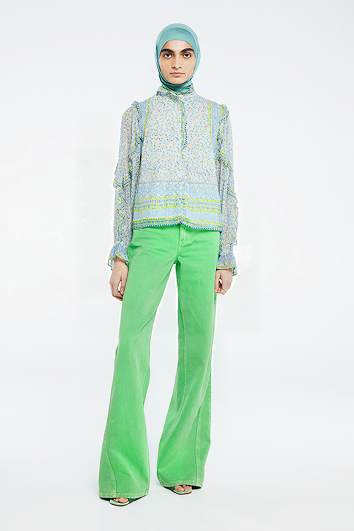 ETJE BLOUSE CREAM WHITE/RIAD BLU 2