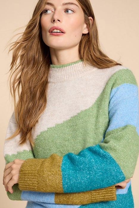 DAISY COLOUR BLOCK JUMPER GREEN 4