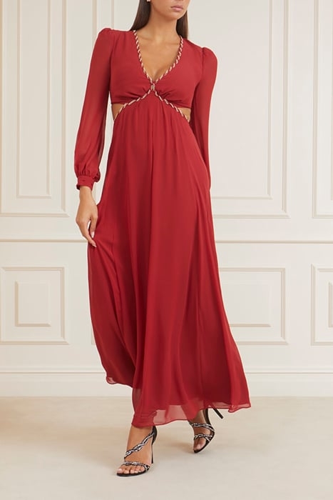 URSULA GOWN SOLID LACQUER MAXI DRESS RED 4