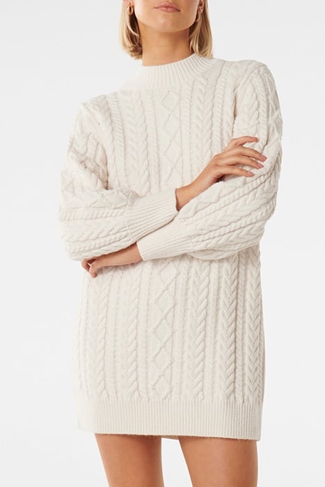 HARPER CABLE JUMPER KNIT DRESS PORCELAIN 1