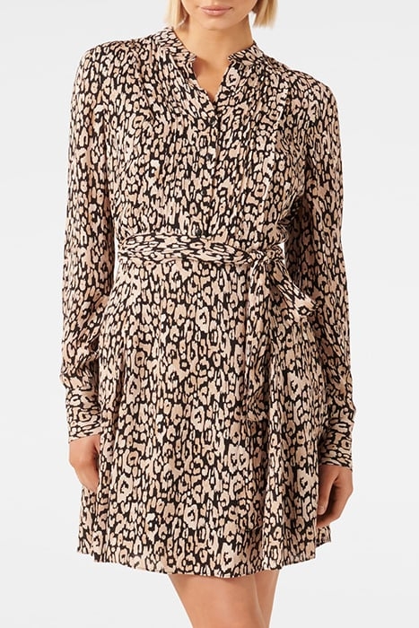 PERRY SHIRT GODET DRESS PAINTERLY ANIMAL 1