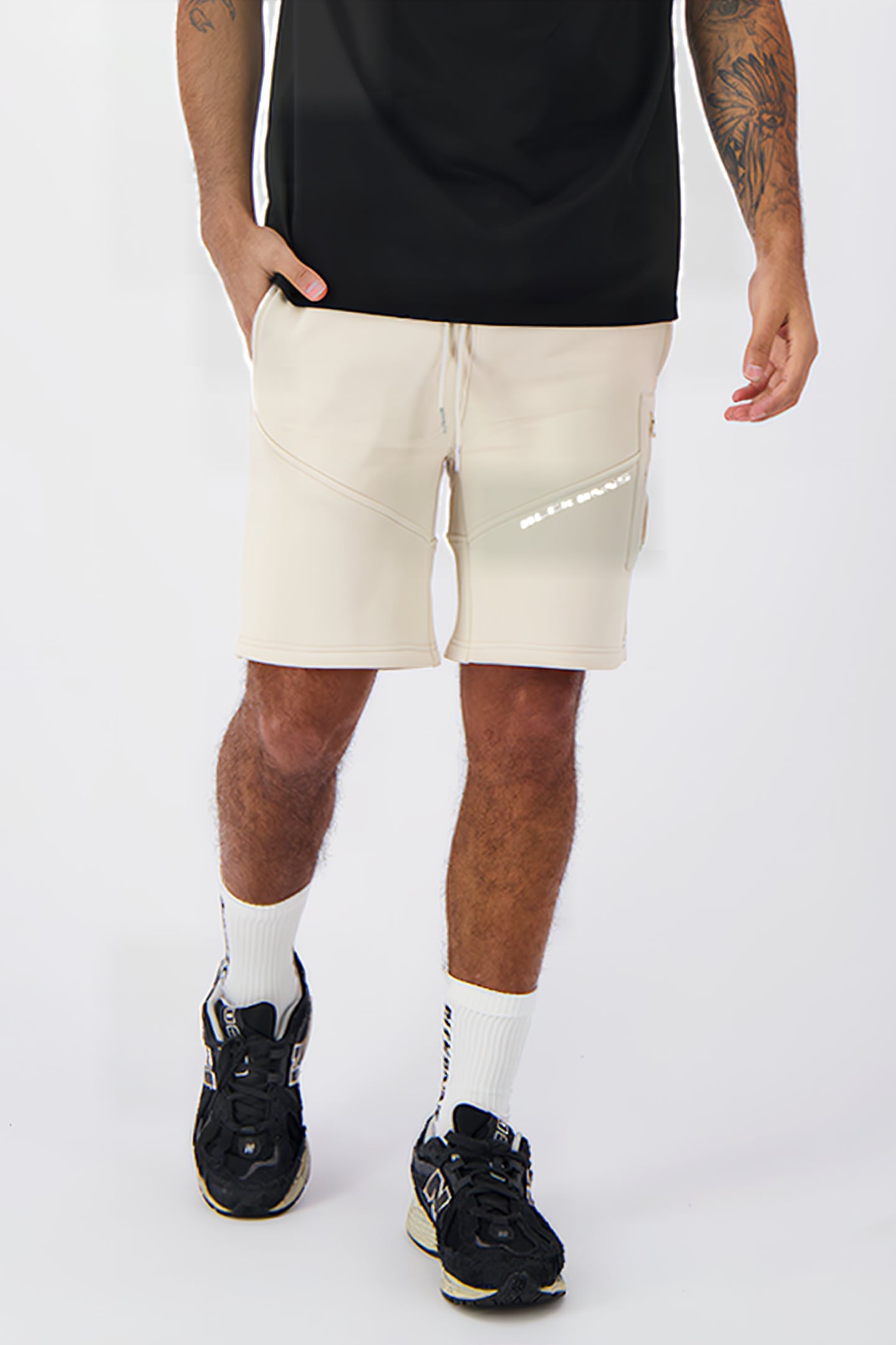 STRIPE SWEATSHORTS SAND 1