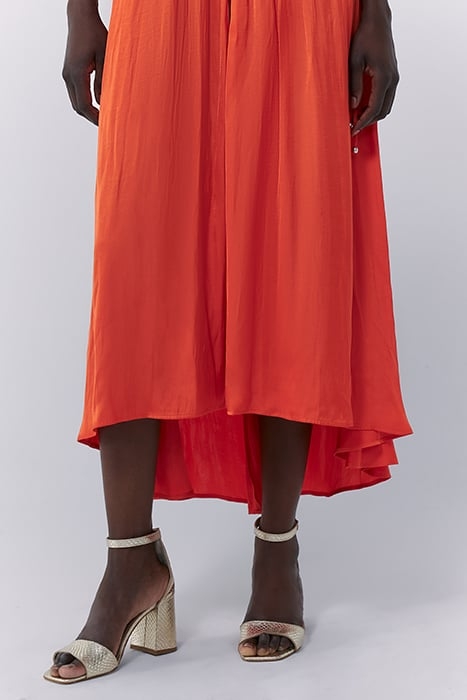 ORANGE ASYMMETRIC LONG DRESS WITH LOW-CUT BACK 6