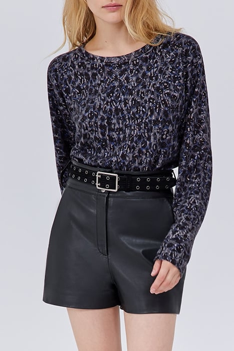 NAVY KNIT SWEATER WITH TACHIST PRINT 1