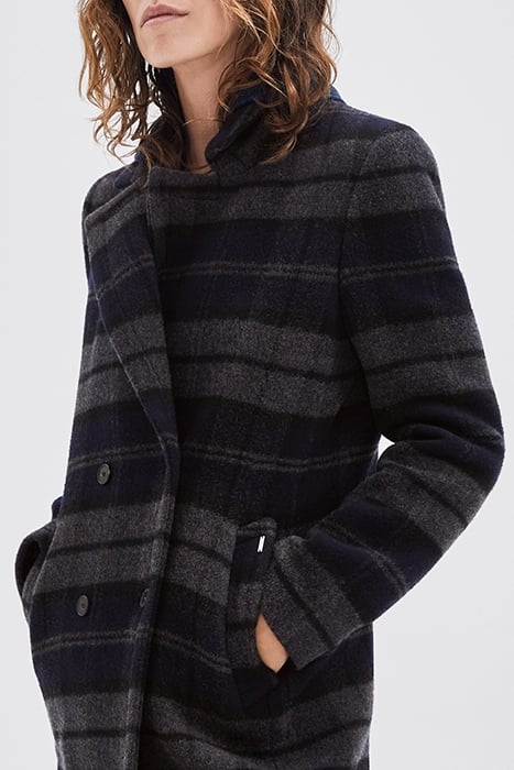 GREY CHECK LONG COAT 5