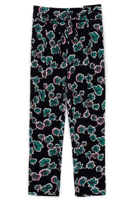 BLACK XL FLORAL FLOWING BELTED TROUSERS 3