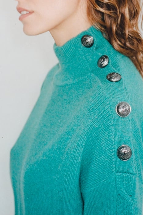 AMAZONITE KNIT SWEATER WITH  SHOULDER BUTTONS 5
