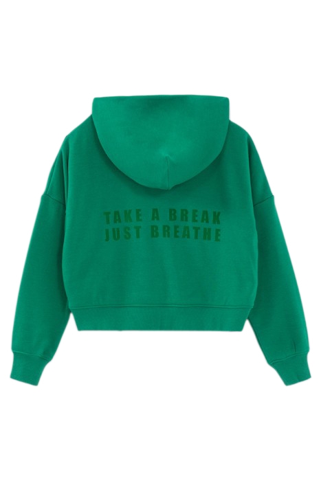 GIRLS’ GREEN FLOCKED CROPPED HOODIE 2
