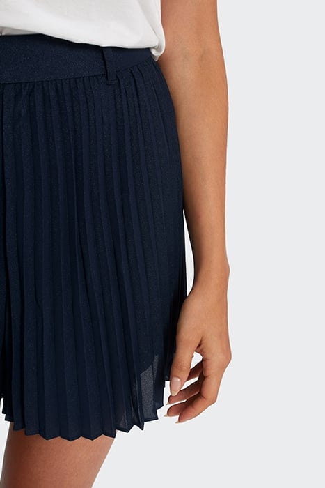 IRIDESCENT NAVY PLEATED SHORTS 5