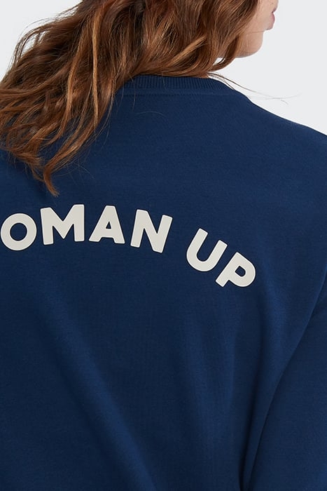 NAVY SWEATSHIRT DRESS WITH SLOGAN ON BACK 6