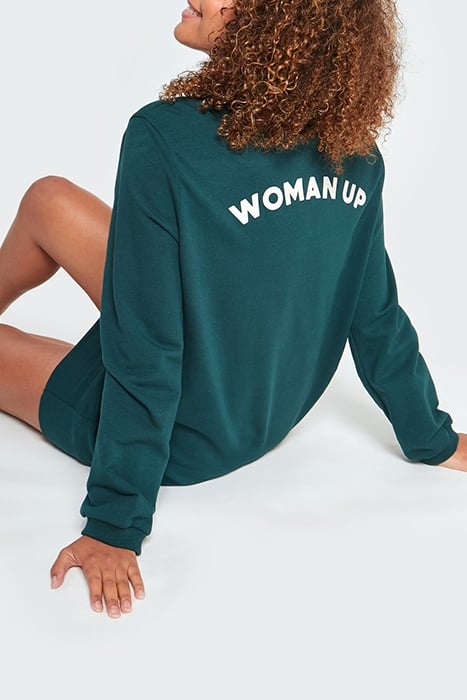 IMPERIAL GREEN SWEATSHIRT DRESS WITH SLOGAN ON BACK 4