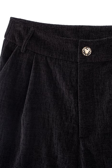 BLACK TEXTURED VELVET SHORTS 8