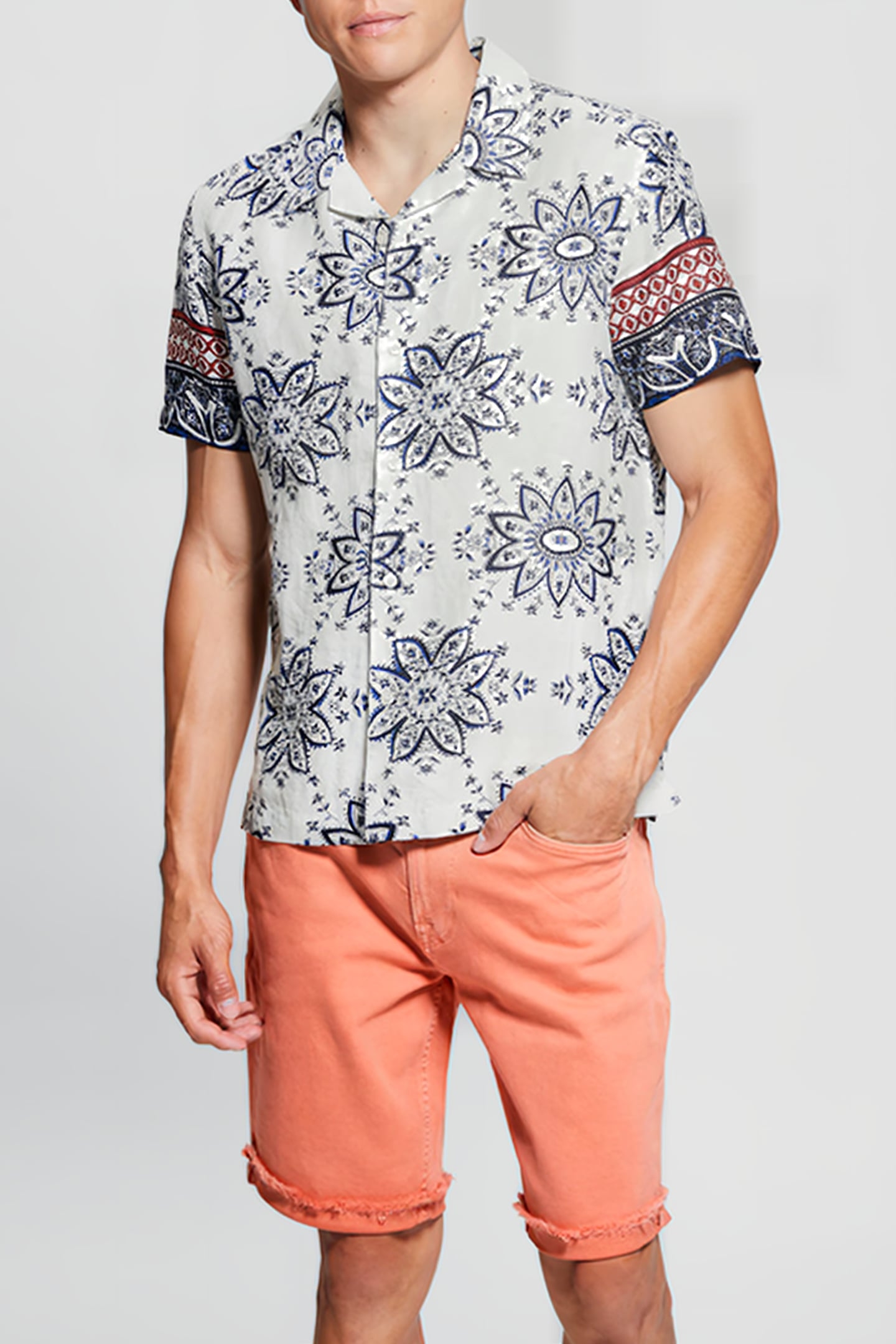 GUESS ECO SS ISLAND LINEN EST EASTWARD FLORAL 1