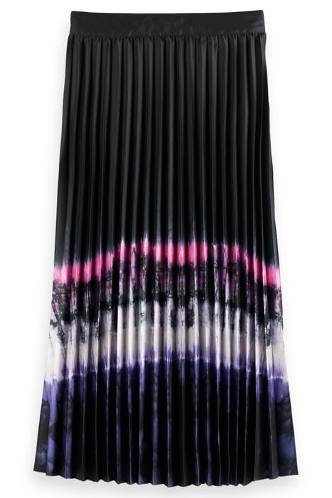 PRINTED PLEATED HIGH RISE MIDI SKIRT DIP DYE STRIPE 5