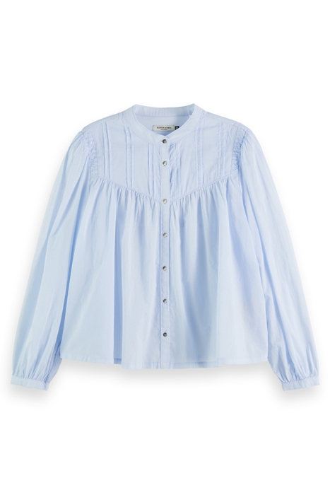 SHIRT WITH PIN TUCK YOKE AND GATHERING SHIRT BLUE 1