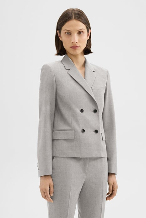 DOUBLE-BREASTED BLAZER IN GOOD WOOL LIGHT GREY MELANGE 3