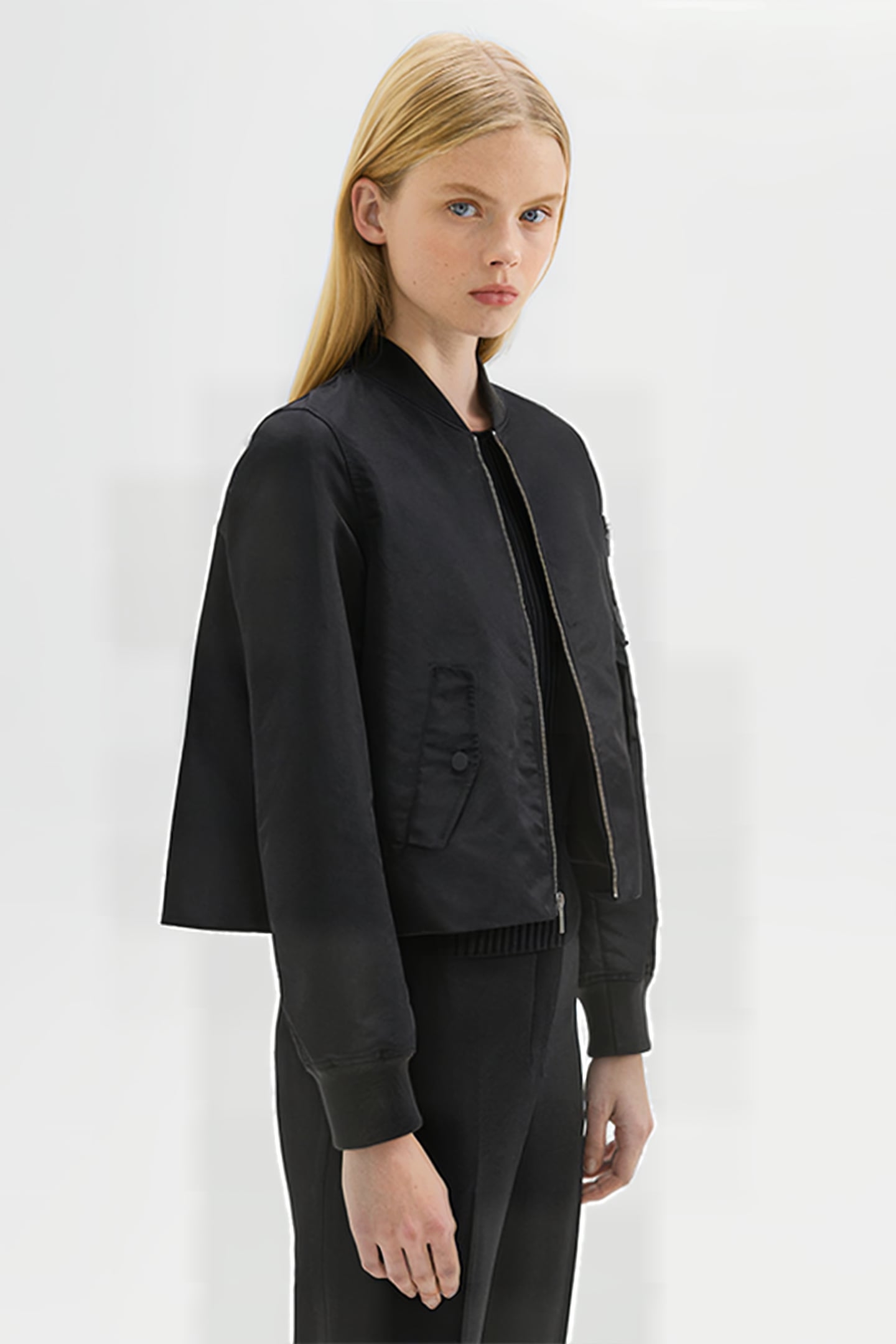 A-LINE FLIGHT JACKET IN RECYCLED NYLON BLACK 1