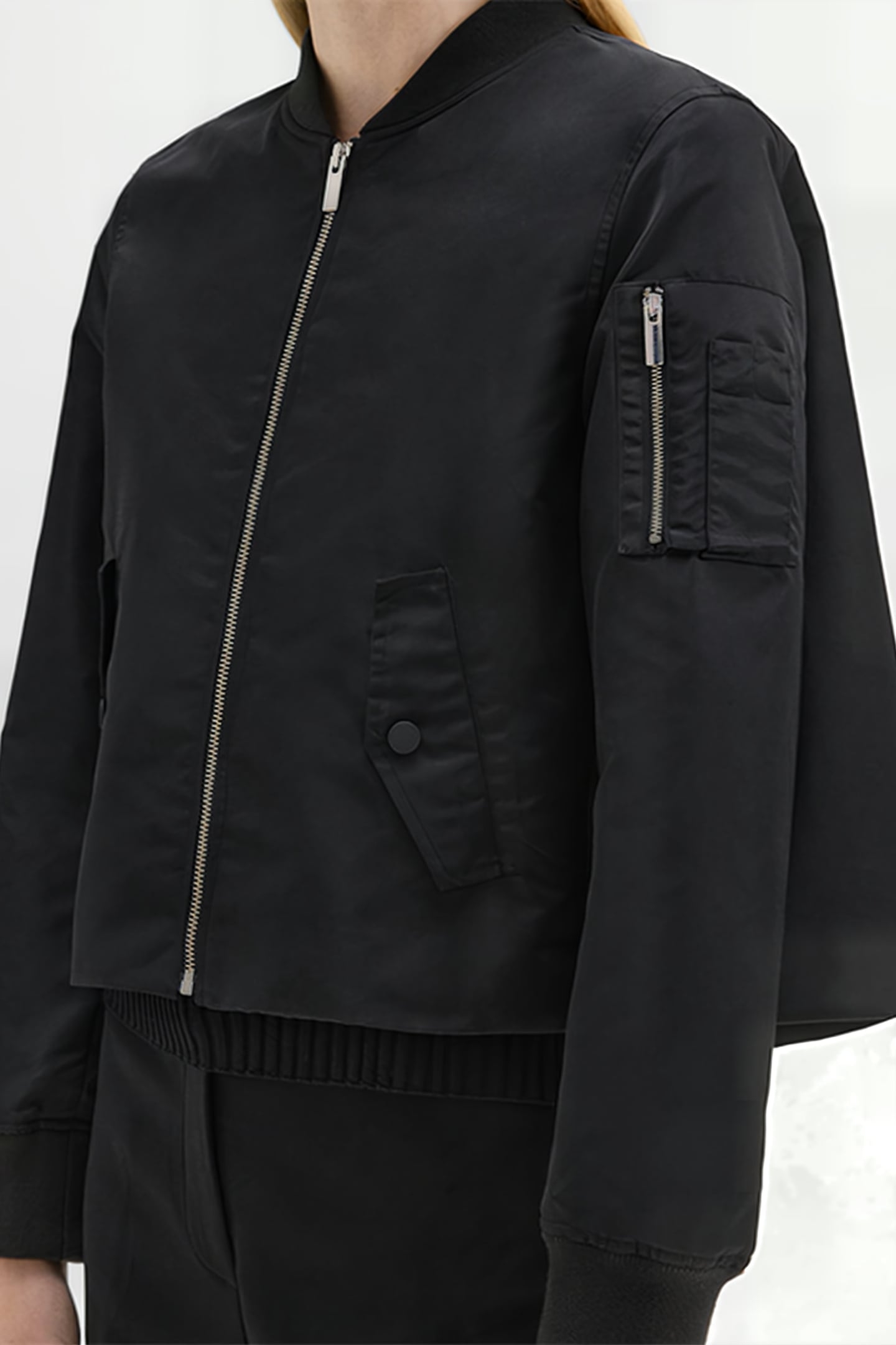 A-LINE FLIGHT JACKET IN RECYCLED NYLON BLACK 3