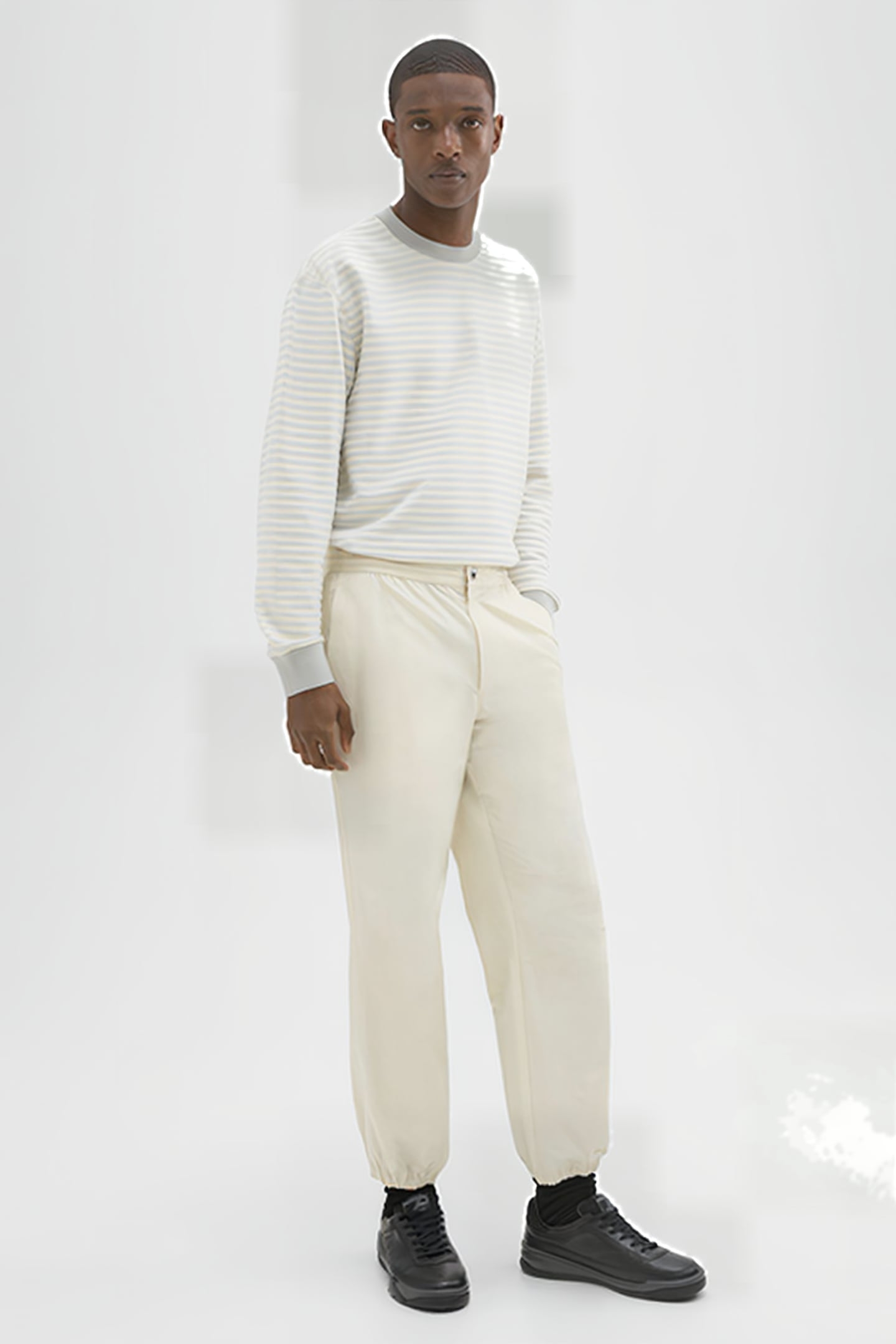 COTTON-BLEND JOGGER PANT ECRU 1