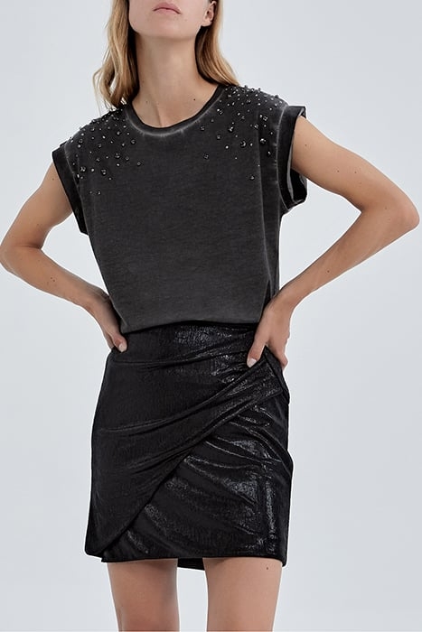 PURE EDITION- BLACK SHORT DRAPED SKIRT BLACK 1
