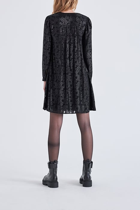 BLACK IRIDESCENT BAROQUE MOTIF JACQUARD DRESS BLACK 4